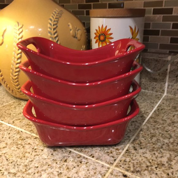4 Rachael Ray Stoneware Square Casserole Red 12oz. Baking Dishes - Picture 5 of 5